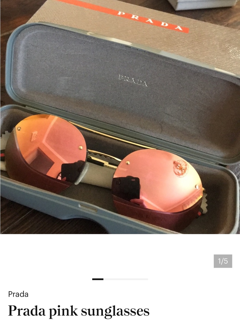 Prada Round Sunglasses with Pink Mirrored Lenses and Gold Accents
